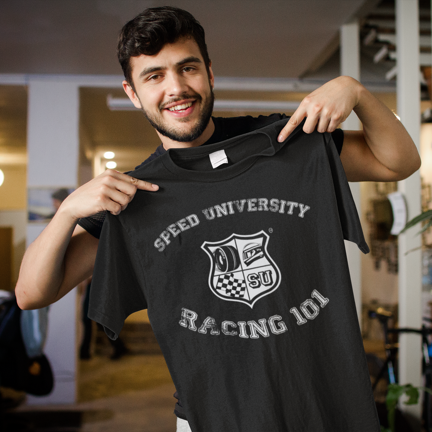 Speed University Racing 101 Black T-Shirt (Unisex)