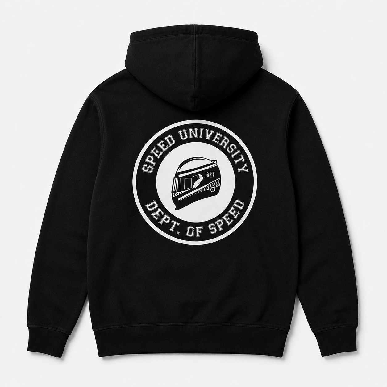 Speed University Dept of Speed black hoodie back print