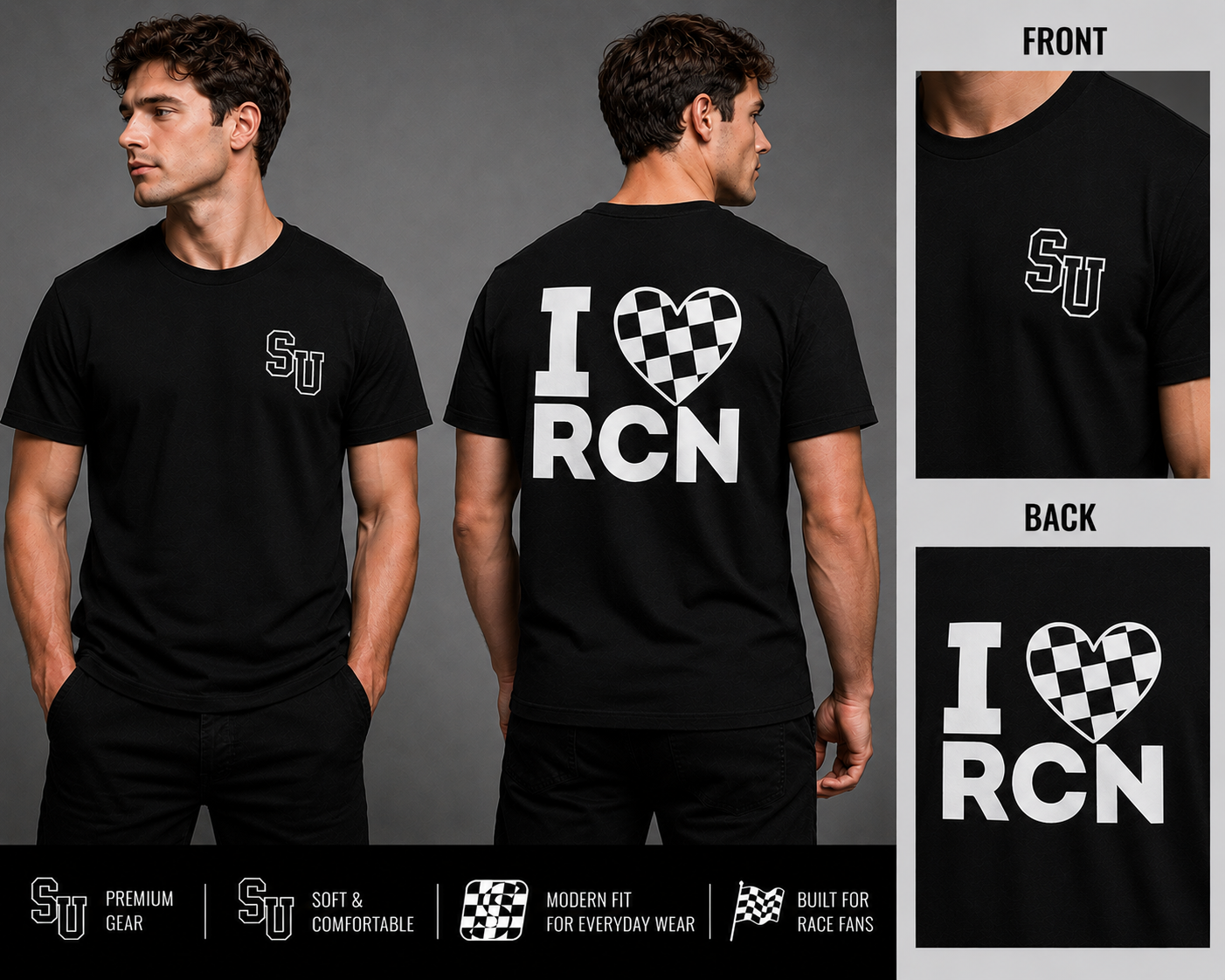 Speed University Mens I Love Racing Black T-Shirt - Image 2