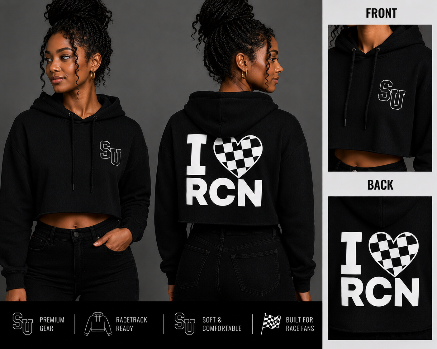 Speed University Women’s I Love Racing Cropped Sweatshirt - Image 2