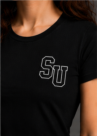 Speed University Women’s I Love Racing Black T-Shirt front view