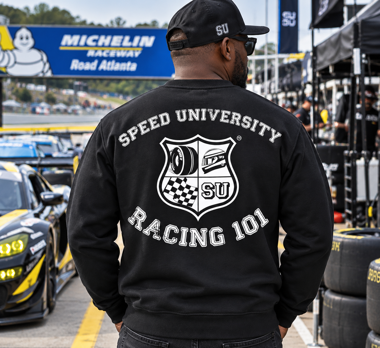 Speed University Mens Racing 101 Black Sweatshirt - Image 4