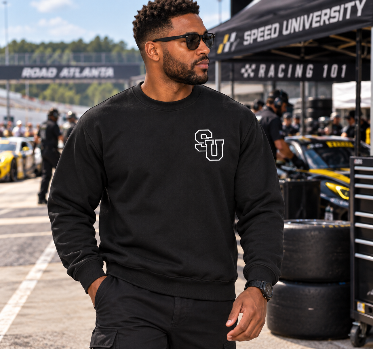 Speed University Mens Racing 101 Black Sweatshirt - Image 6