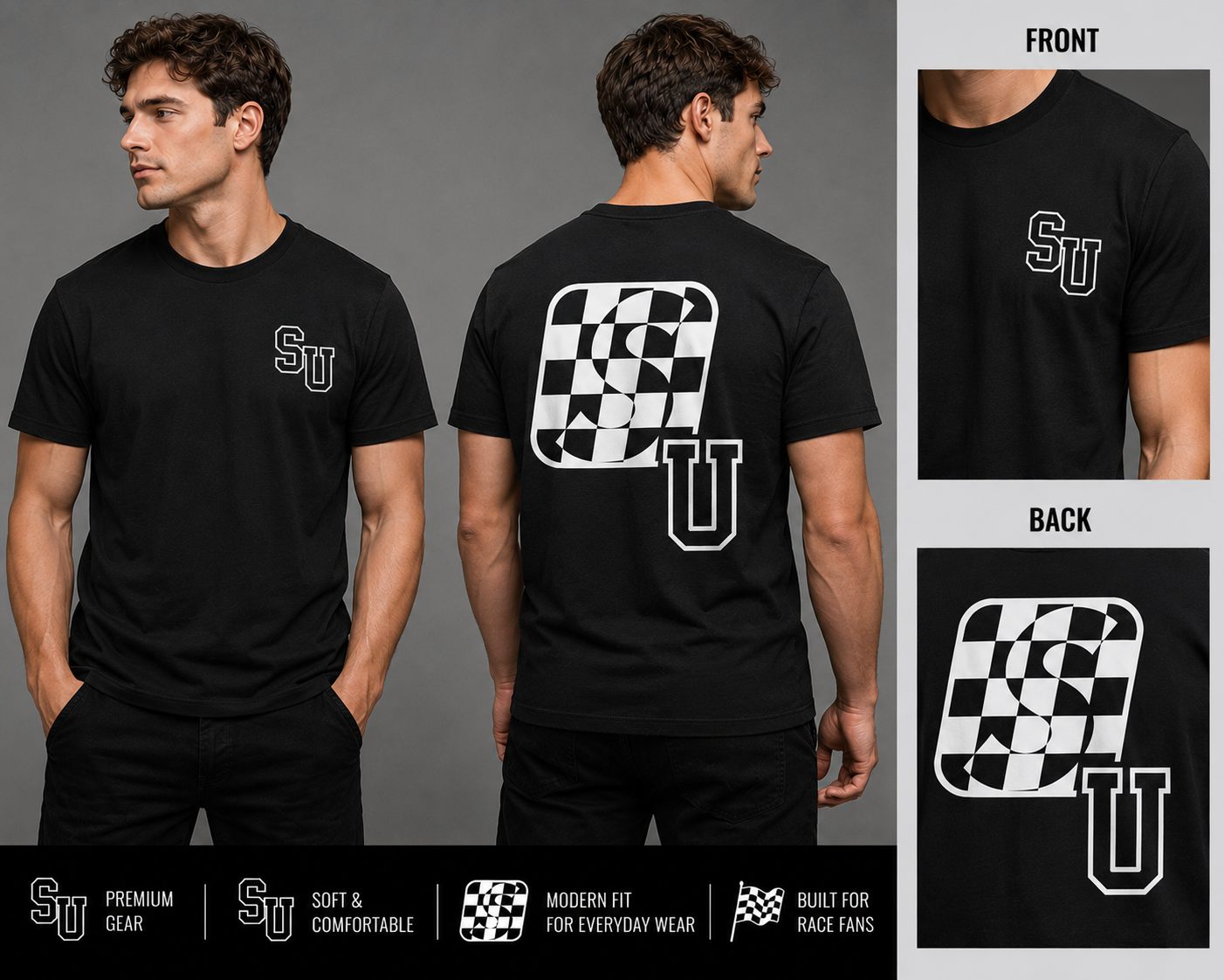 Speed University Mens Speed U Graphic Black T-Shirt - Image 2