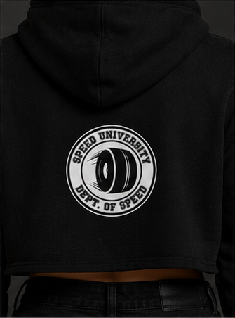 Speed University Women’s Dept. of Speed Wheel Cropped Hoodie - Image 4