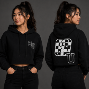 Speed University Women’s SU Graphics Cropped Hoodie lifestyle mockup
